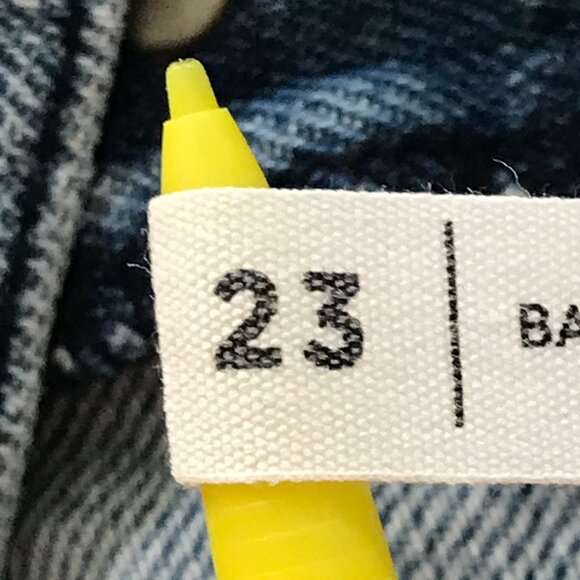 Pacsun Baggy Jeans Women 23 Blue Bandana Patch Mid Rise Button Fly Stretch 17254 - Picture 4 of 15